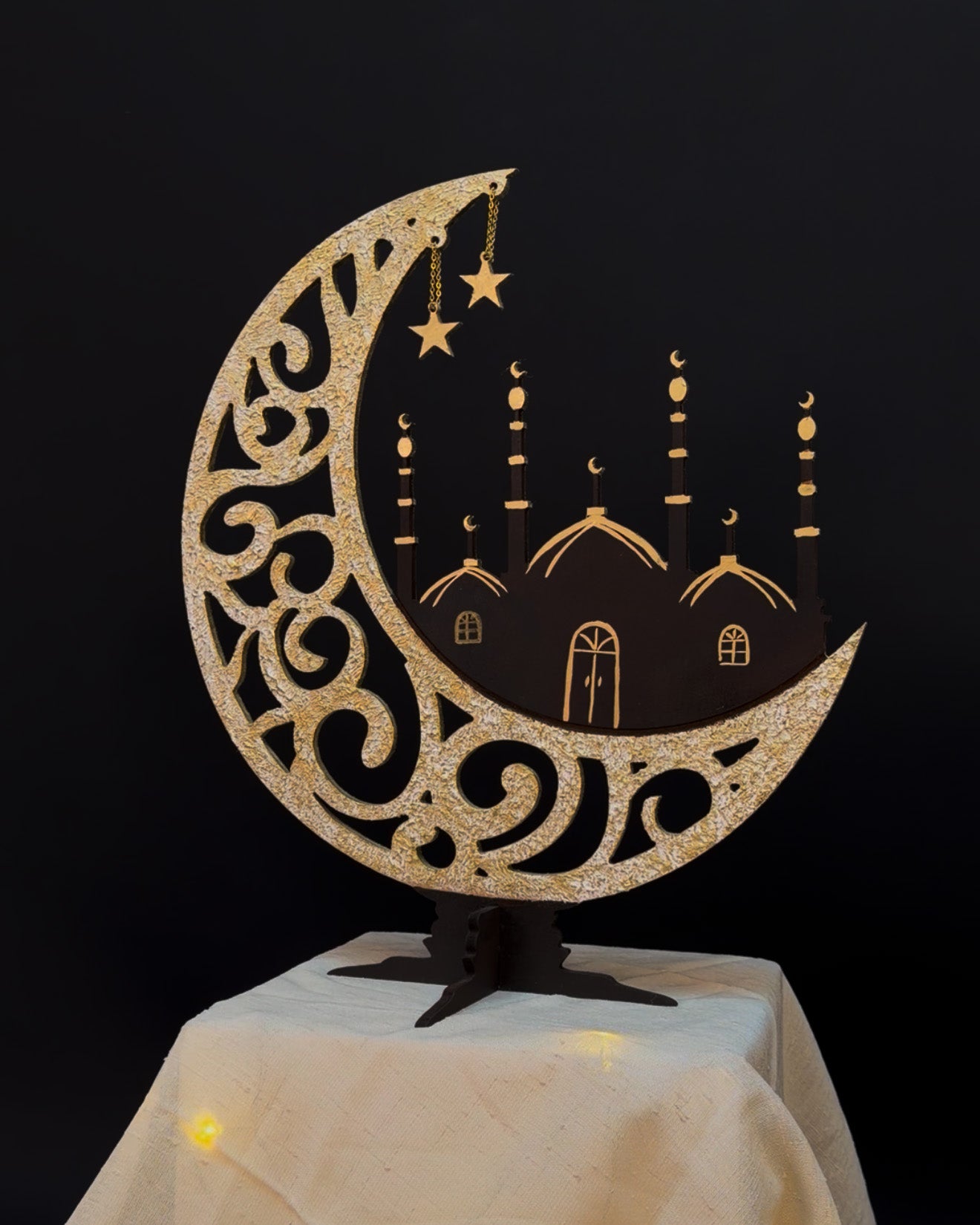 Crescent Moon & Mosque Wooden Decor”