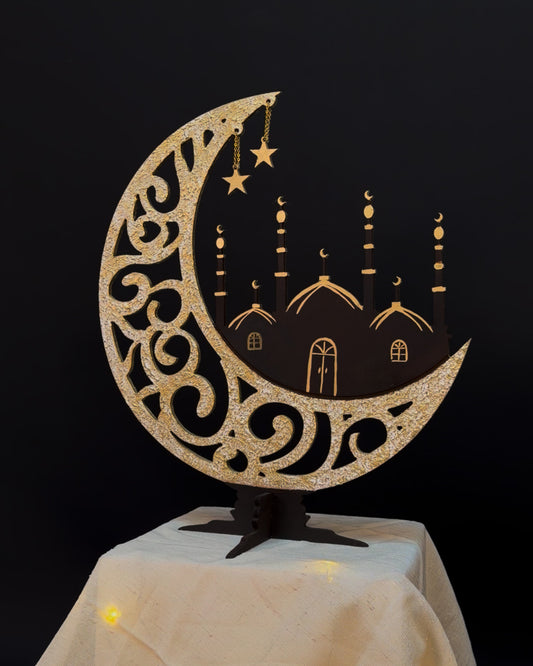 Crescent Moon & Mosque Wooden Decor”