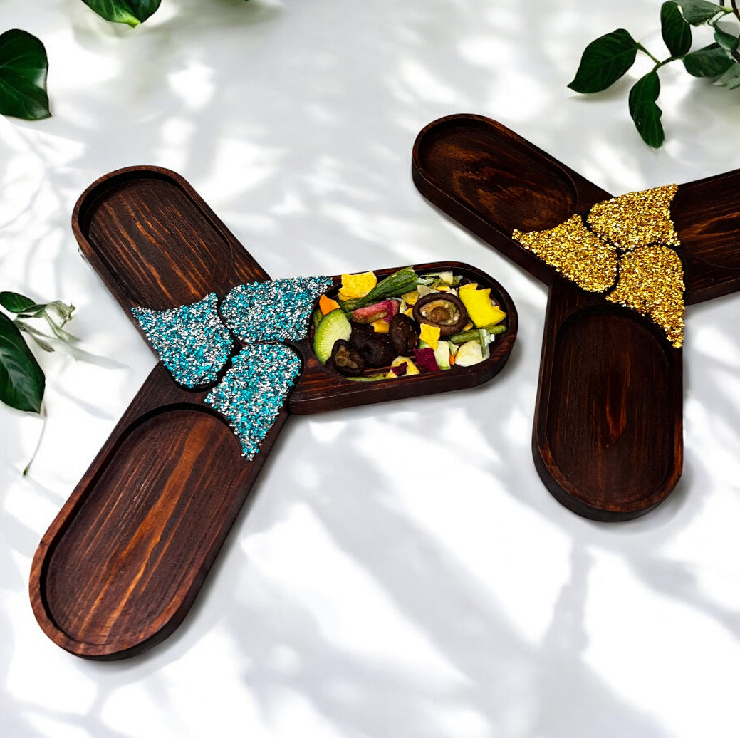 Interlocking Dark Wood Appetizer Platter