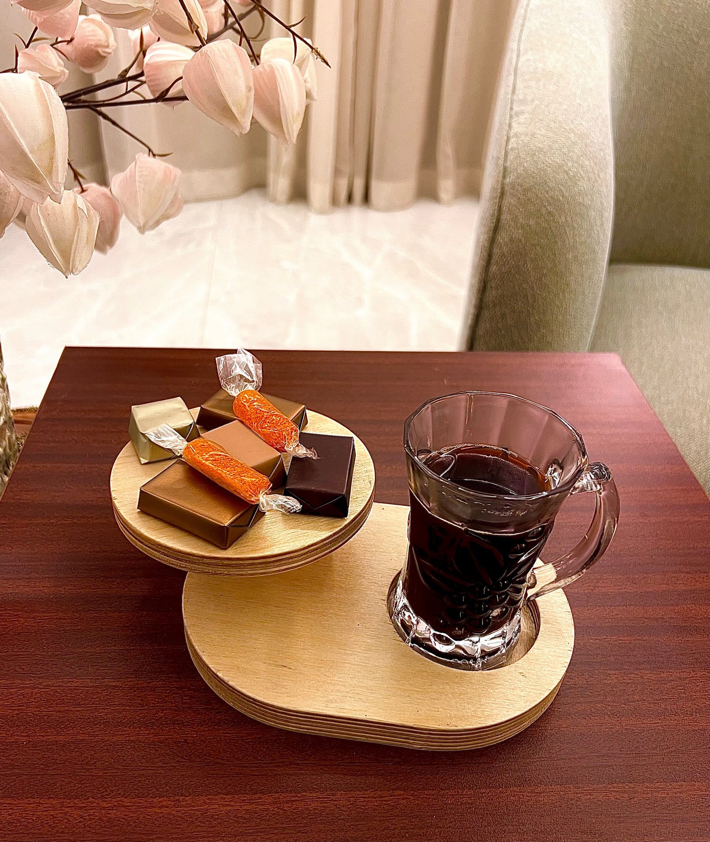 “Wooden Cup & Snack Holder”