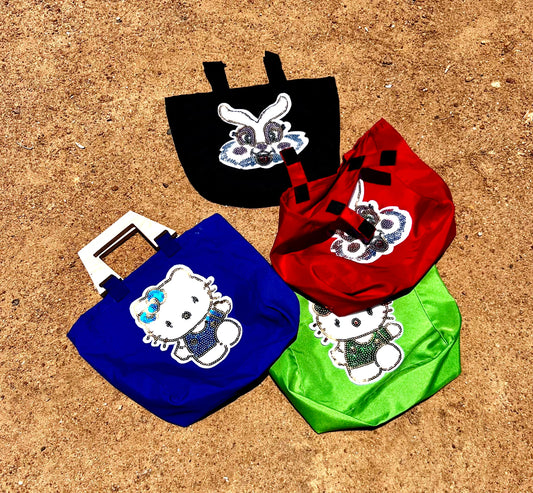 Mini Girls’ Embroidered Waterproof Tote with Wooden Handle