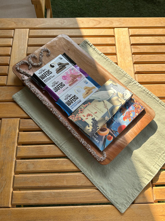 Rectangular plate with crystals