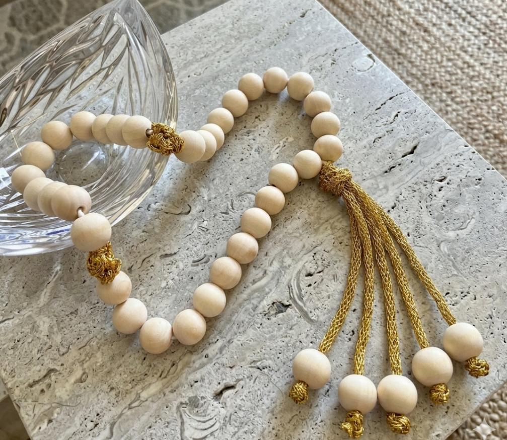 Luxury Wooden Tasbih Decor with Gold Tassel