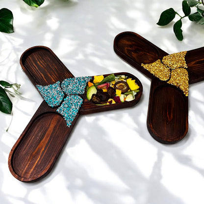 Interlocking Dark Wood Appetizer Platter