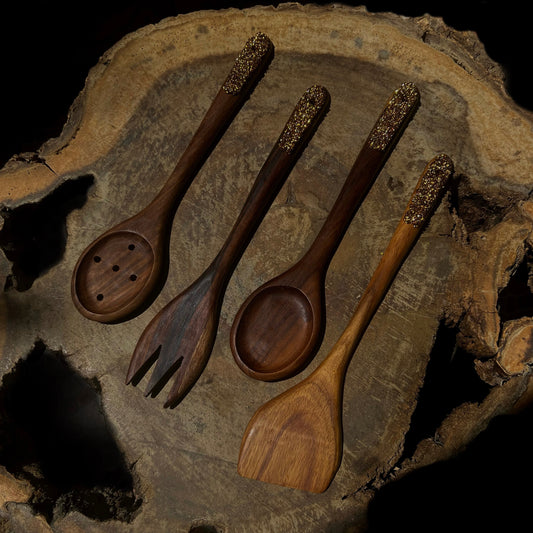 Crystals Wooden Cutlery Set