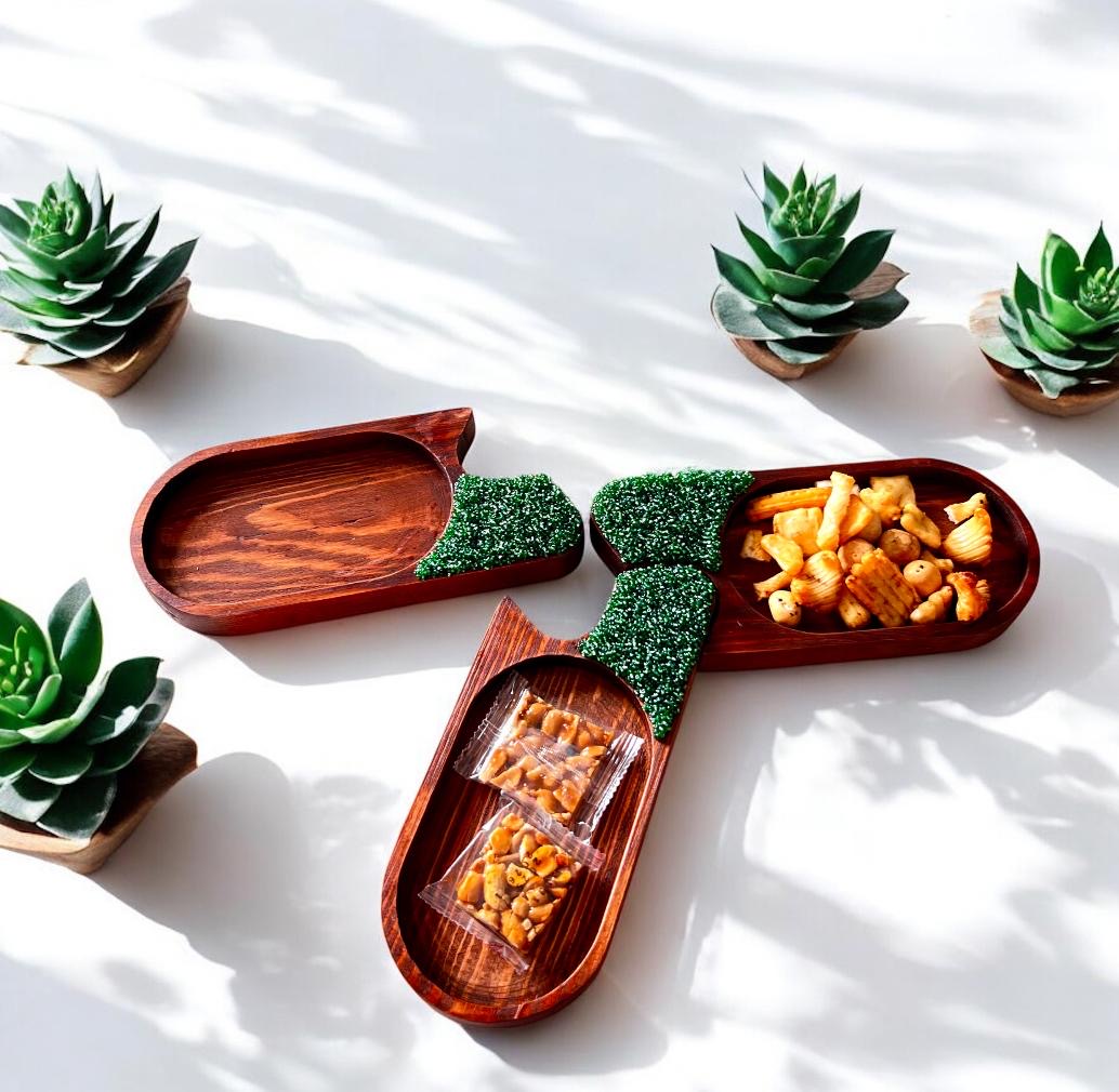 Interlocking Dark Wood Appetizer Platter