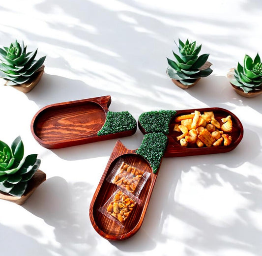 Interlocking Dark Wood Appetizer Platter