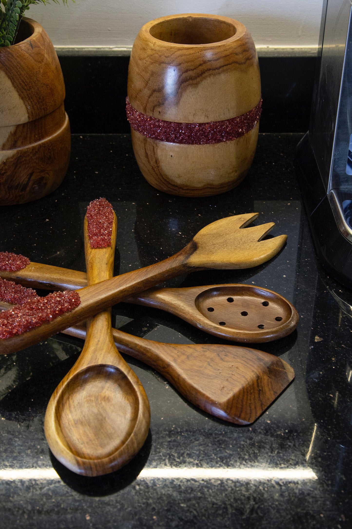 Crystals Wooden Cutlery Set