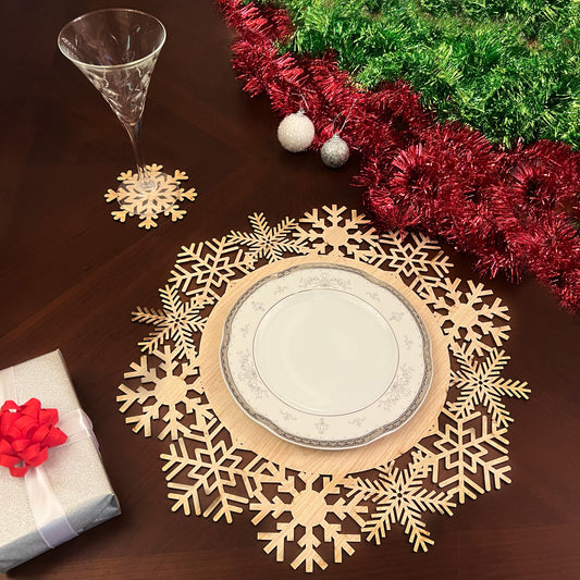 Snowflake Placemats and Coaster Set